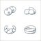 food hand drawn line icons. linear set. quality vector line set such as salmon, croissant, potato