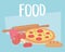 Food healthy nutrition vitamin cartoon pizza tomatoes bread roller pin