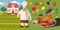 Food horizontal banner cook, cartoon style