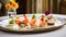 Food, hospitality and room service, starter appetisers as exquisite cuisine in hotel restaurant a la carte menu, culinary art and