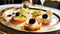 Food, hospitality and room service, starter appetisers with caviar as exquisite cuisine in hotel restaurant a la carte menu,