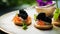 Food, hospitality and room service, starter appetisers with caviar as exquisite cuisine in hotel restaurant a la carte menu,