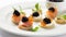 Food, hospitality and room service, starter appetisers with caviar as exquisite cuisine in hotel restaurant a la carte menu,