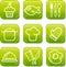 Food icon buttons glossy set