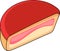 food illustration image, semicircular slice of cake with delicious strawberry cream filling