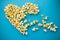 Food. Image of the Heart Forms from Popcorn. Delicious Popcorn o