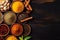 food indian herb spice powder cooking asian dry background seasoning ingredient. Generative AI.
