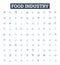 Food industry vector line icons set. Food, industry, production, processing, manufacturing, cultivation, farming