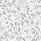 Food ingredient seamless doodle line pattern Vegetable background