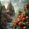 Food-inspired fantasy landscape