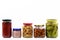 Food jars collage in white background