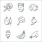 food line icons. linear set. quality vector line set such as radish, banana, popsicle, turnip, lollipop, rolling pin, chicken,