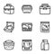 Food lunch box icon set, outline style