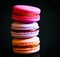 Food. macaroons black background!