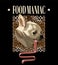 Food maniac. Vector hand drawn illustration of  chihuahua with long tongue isolated.