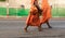 Food offering to a monk