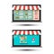 Food Online Store Concpt. E Shop Icons. E-commerce Vector Design.