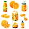 Food from orange, fruit drinks and sweet products
