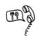 Food ordering service cartoon icon, wired handset with bubble speech fork and knife