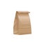 Food paper bag package 3d mockup template. Isolated brown paper bag pouch for takeaway bakery