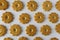 Food pattern- crispy cookies on white background