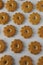 Food pattern- crispy cookies on white background