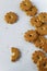 Food pattern- crispy cookies on white background