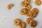 Food pattern- crispy cookies on white background