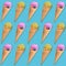 Food pattern with symmetrical arrangement of ice cream cones