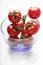 Food photography Nice fresh delicious cherry tomato in a blue bowl