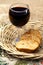 Food - plate with bread and red wine