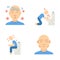 Food poisoning symptoms flat design long shadow color icons set