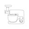 Food processor continuous line drawing. One line art of home appliance, kitchen, electrical, stand mixer, blender, meat