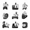 Food processor icons set, simple style