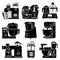 Food processor icons set, simple style