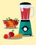 Food processor, mixer, blender and vegetables.Carrots, beets, tomatoes. Vector in the style of flat.