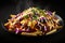 Food Product Photography: Chili Cheese and Red Onion Loaded Fries. Generative AI