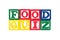 Food Quiz - Alphabet Baby Blocks on white