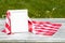 Food recipe template. Red white checkered cloth and empty white