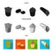 Food, refreshments, snacks and other web icon in black, flat, monochrome style.Packaging, paper, potatoes icons in set
