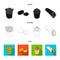 Food, refreshments, snacks and other web icon in black,flat,outline style.Packaging, paper, potatoes icons in set