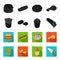 Food, refreshments, snacks and other web icon in black,flet style.Packaging, paper, potatoes icons in set collection.