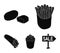 Food, refreshments, snacks and other web icon in black style.Packaging, paper, potatoes icons in set collection.