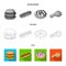 Food, refreshments, snacks and other web icon in flat,outline,monochrome style.Packaging, paper, potatoes icons in set