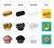 Food, rest, refreshments, and other web icon in cartoon,black,outline,flat style.Cake, biscuit, cream, icons in set