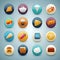 Food reward icons multiple ice cream cake pastry pie logo buttons for game, application, webbsite, system