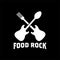 Food rock, Guitar with food theme, spoon and fork vector design inspiration
