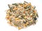 Food for rodents from oats, grass pellets, animal feed, corn, wheat Isolated on a white background