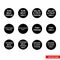 Food safety colour coded adhesives icon set of black and white types. Isolated vector sign symbols. Icon pack