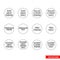 Food safety colour coded adhesives icon set of outline types. Isolated vector sign symbols. Icon pack